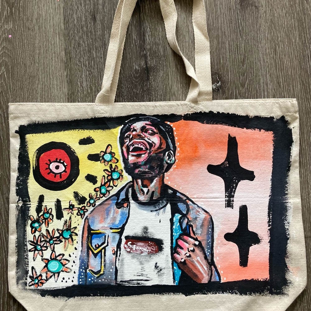 Hand painted tote bag